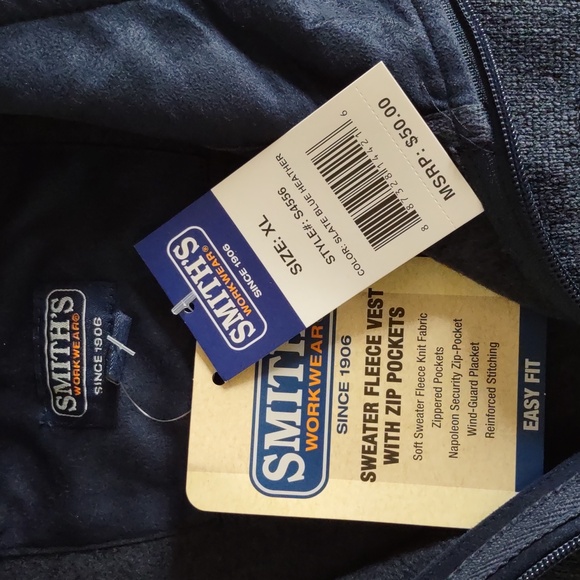 Smith's Workwear XL Slate Blue Heather Knit Vest - Picture 3 of 14